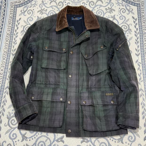 *Polo Ralph Lauren 블랙와치 타탄 왁스 자켓*