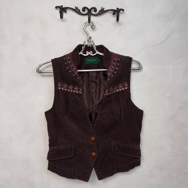 Bean pole brown bohemian corduroy vest
