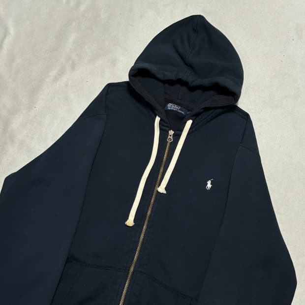 2XL 폴로랄프로렌 화이트 포니 네이비 와플 후드집업