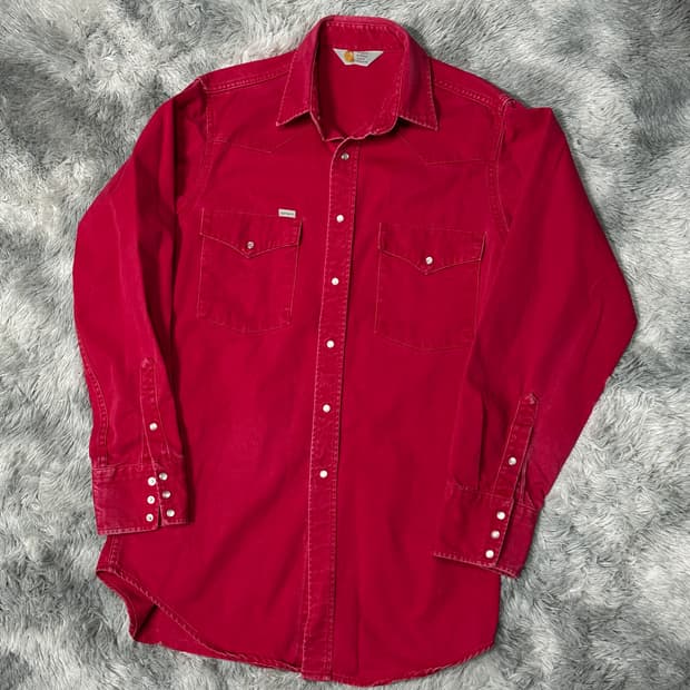 칼하트 레드 데님 웨스턴 셔츠 L