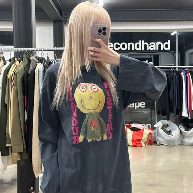 히스테릭 글래머x솔로이스트  빈티지 캐릭터 그래픽 롱슬리브