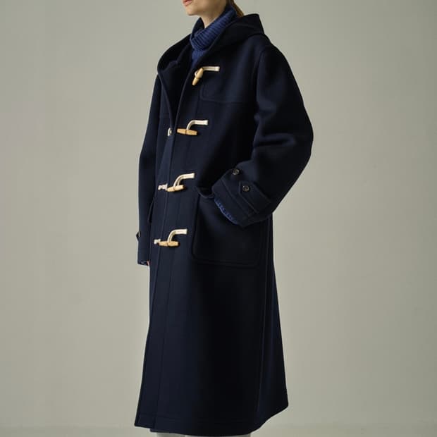 [M] 파사드패턴 더플 코트 네이비