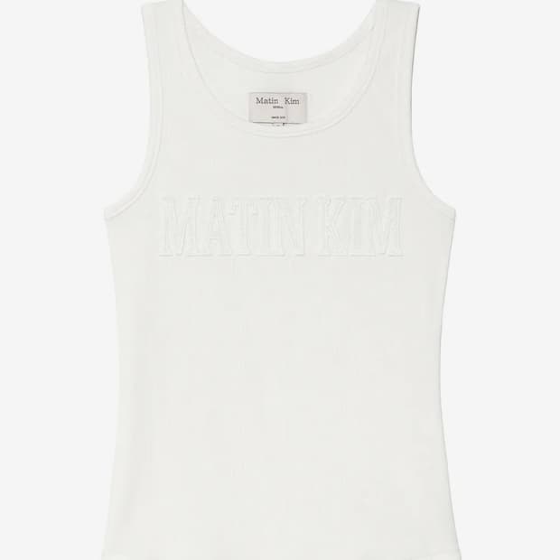 마뗑킴 LOGO APPLIQUE 슬림 탱크 탑 화이트, 블랙 M