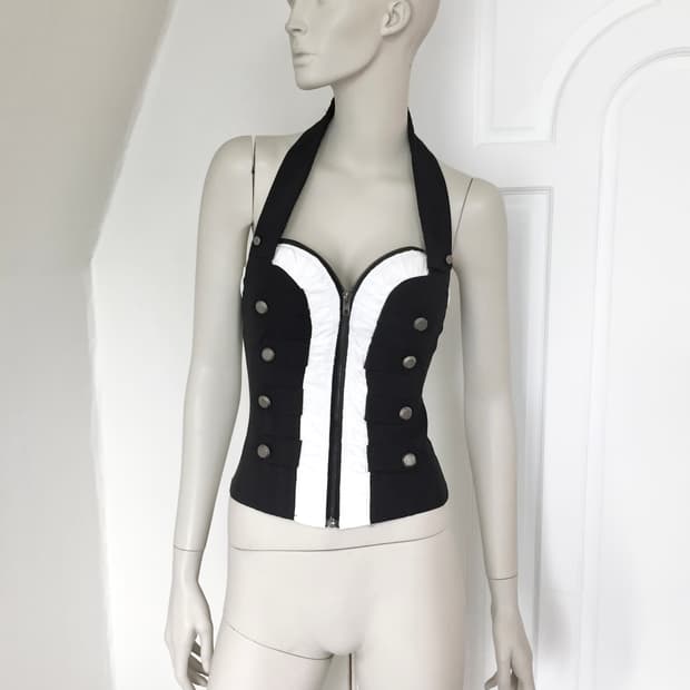 Noir Ruffle Zip Napolen Corset Top