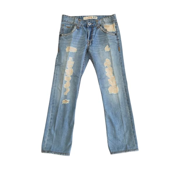 Vintage 더 크로스 진 00s 데미지 연청 데님 팬츠