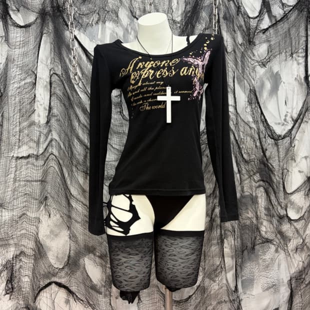 Y2K  Glitter cubic Butterfly long sleeve