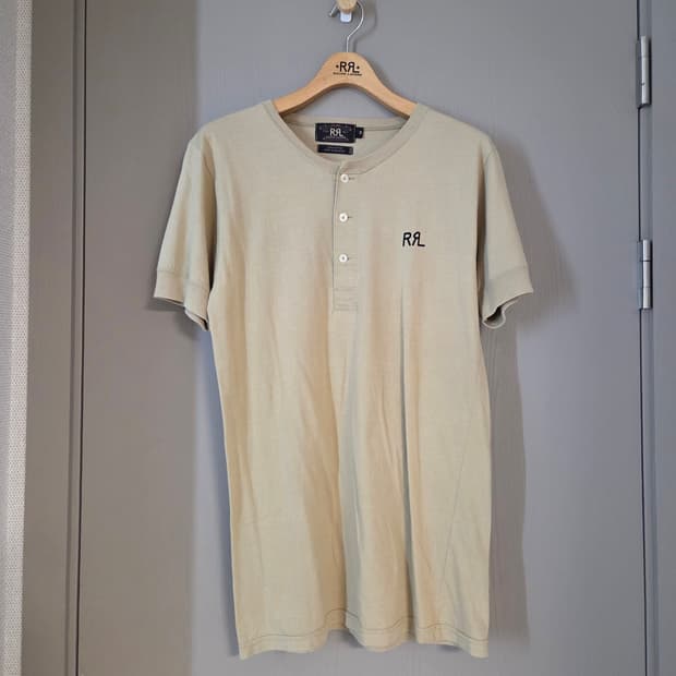 RRL 더블알엘 로고 헨리넥 반팔 티셔츠 M