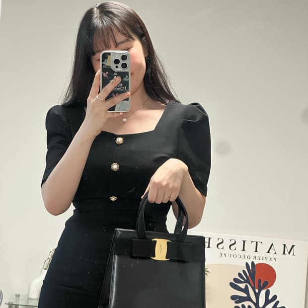 페라가모 블랙 토트백 간치니 리본 바라보우 토트백