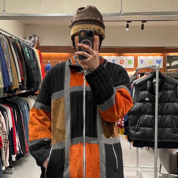 빈티지 니트 집업 점퍼  