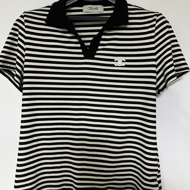 셀린느 스트라이프 반팔 카라티