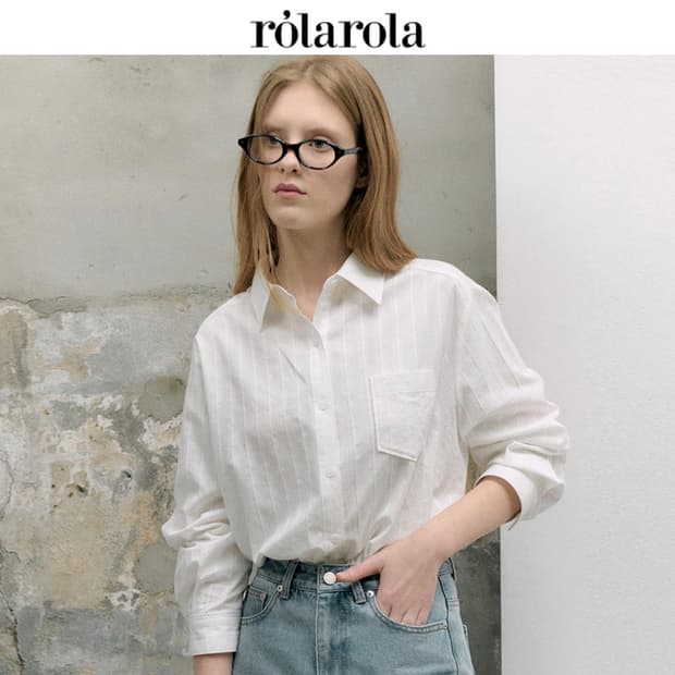 로라로라(rolarola) 레이스 스트라이프셔츠 프리사이즈