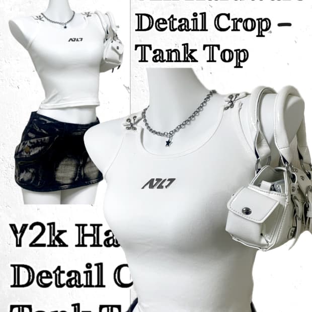 Y2K Hardware Detail Crop Tank Top