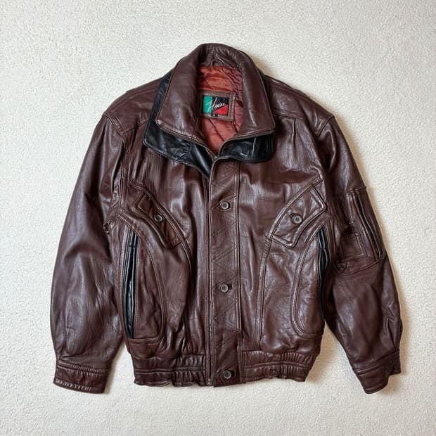 HANAL 80's A-2 레이어드 하이넥 양가죽 봄버 자켓 PN7423