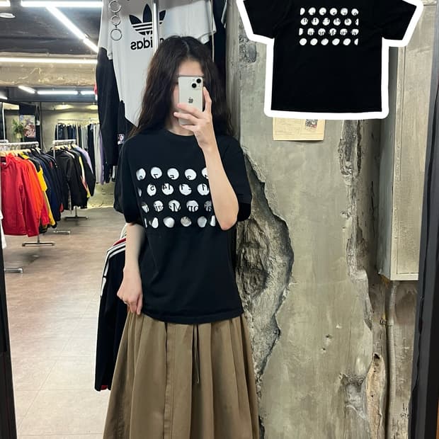 메종 마르지엘라 펀칭 반팔 티셔츠 블랙 46 #csz2033