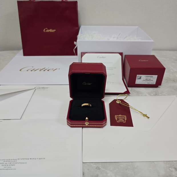 까르띠에 C 드 웨딩 링 반지 4mm 18k 핑크 골드 판매