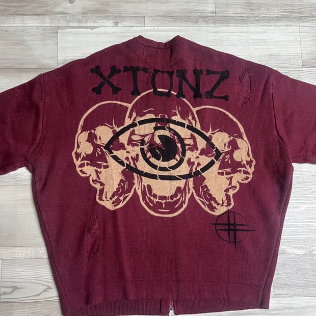 엑스톤즈X송필드 데미지 니트 집업