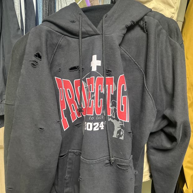 프로젝트 G/R 투 페이스드 워시드 후드 워시드 블랙