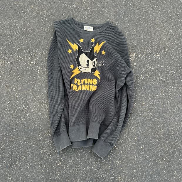 토이즈 맥코이 펠릭스 더 캣 ‘플라잉 트레이닝’ 빅 와플 크루넥 셔츠 