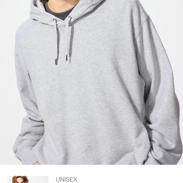 유니클로 후드 스웨트풀파카 그레이 M