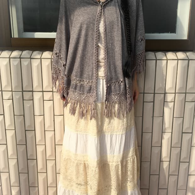 Ethnic mood fringe hood cape