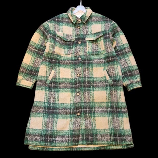 여성-FREE 그린체크 셔츠타입 코트