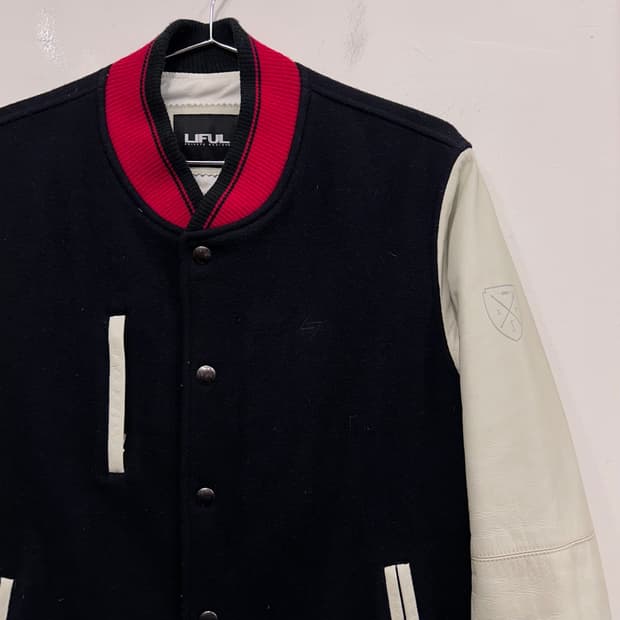 LIFUL 케시미어블랜드 카우하이드슬리브 스타디움자켓