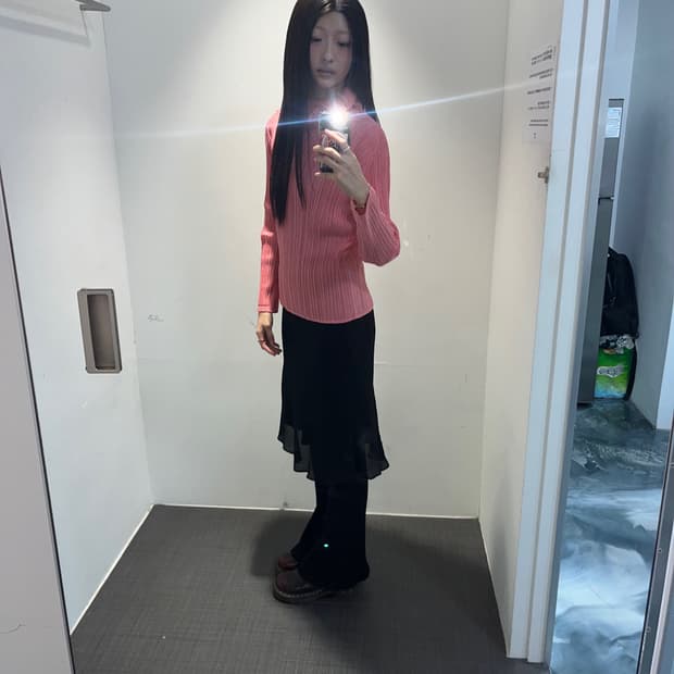 플리츠 플리즈 핑크 기본 긴팔