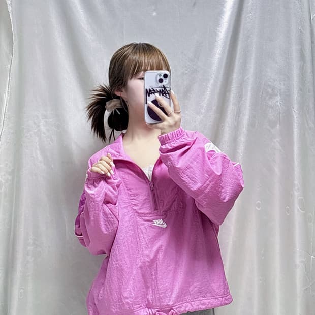 나이키 핑크 스우시 오버핏 아노락 