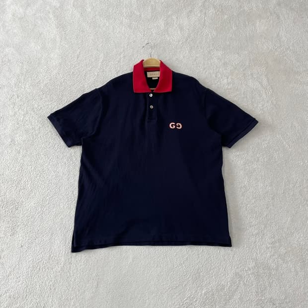 L 구찌 GG 엠브로이드 남성 반팔카라티셔츠