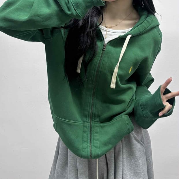 폴로 랄프로렌 초록 써멀 후드집업 희귀져지(XL)