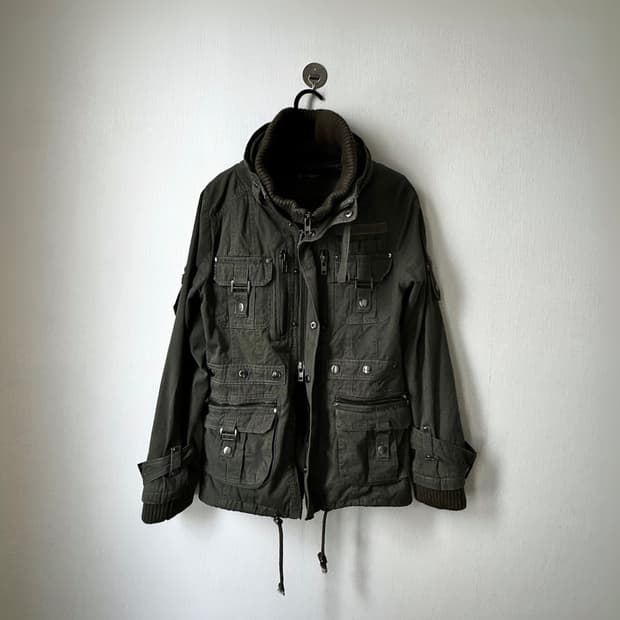 고스트오브할렘 투카라 하이넥 2way 스터드 버클 자켓 y2k 펑크