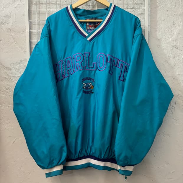 90s USA 월드센스 올드스쿨 샬럿 호네츠 민트 웜업 XL
