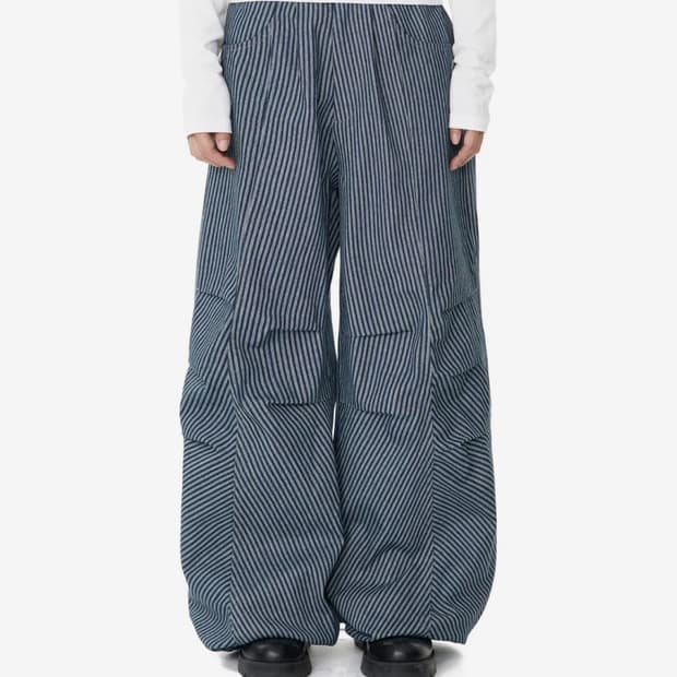 아캄 Knee Pin-tuck Stripe Denim Blue 1사이즈