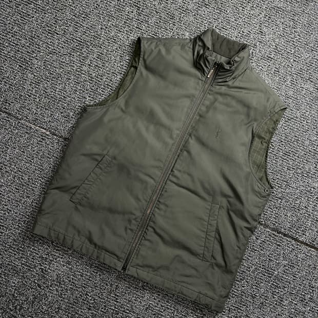 90s YSL입생로랑 자수로고 아카이브 미니멀 다운 베스트 1998