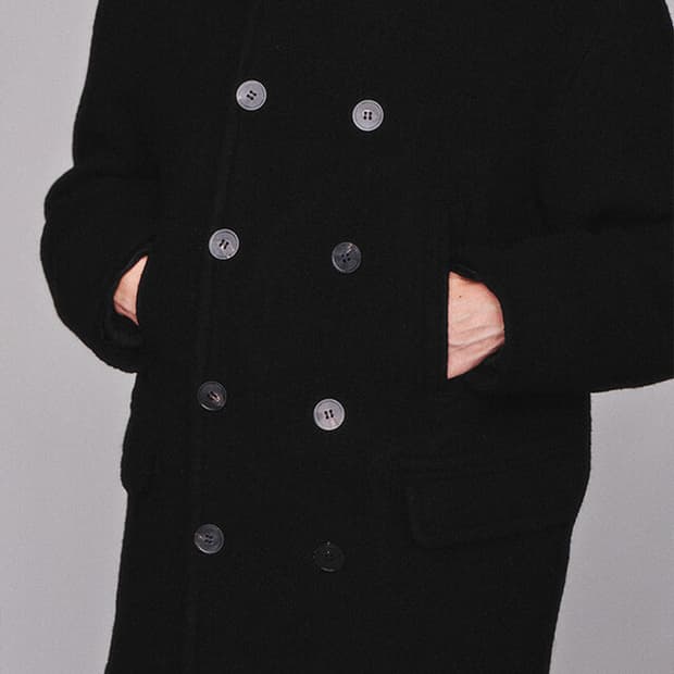 [L] 아트이프액츠 워시드 울 피코트 블랙