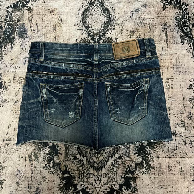 지퍼 디테일 Y2K 데님 스커트 L