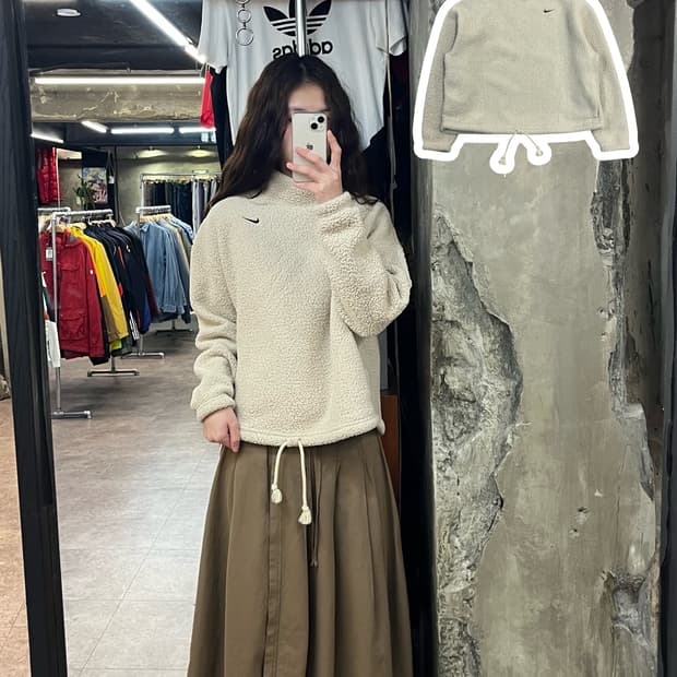 나이키 플리스 목폴라 맨투맨 베이지 S #csz2343