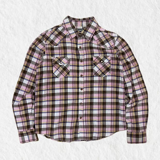 빈티지 핑크 코튼 긴팔셔츠