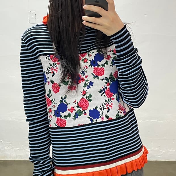 MSGM 밀라노 플라워 패턴 스트라이프 니트 S