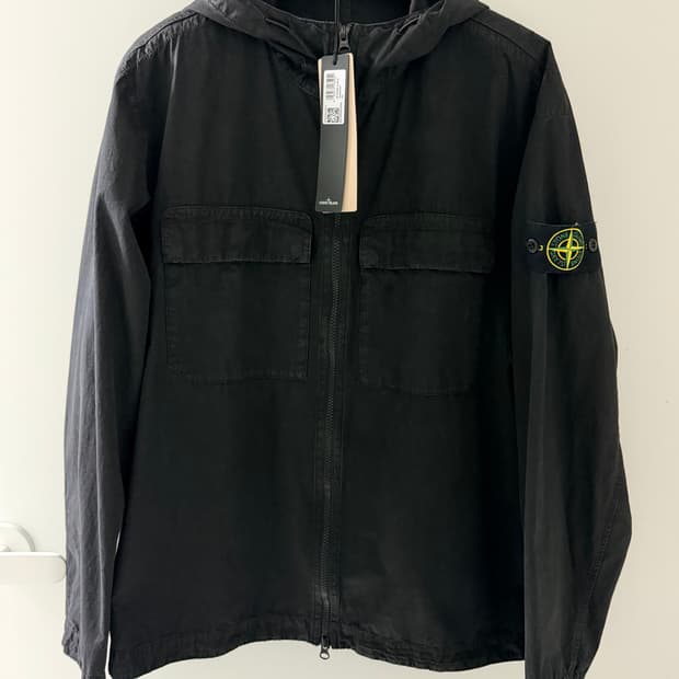 스톤 아일랜드 102WN 브러쉬드 오가닉 코튼 오버셔츠 블랙 XL