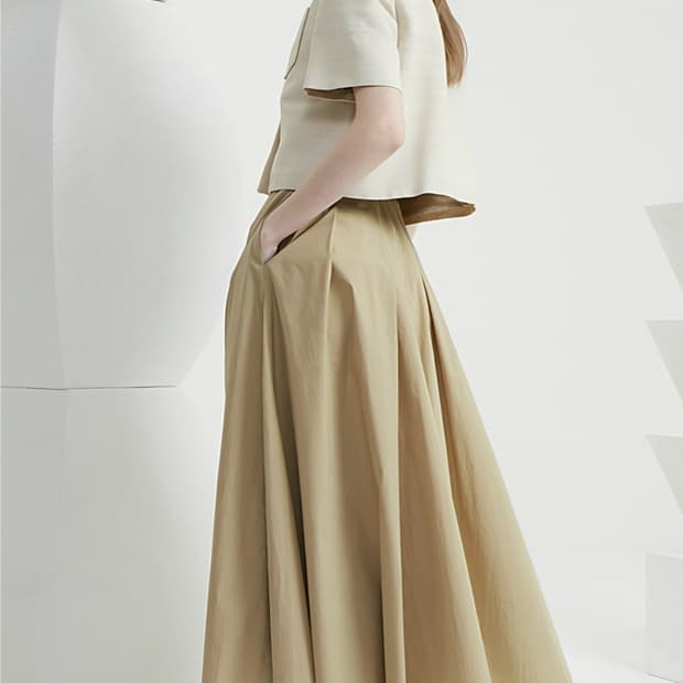 (64사이즈/55)한섬 타임 위빙 벨티드 스커트 (벨트포함)