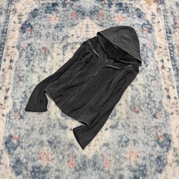 Nini lack layered zipper grunge hoodie
