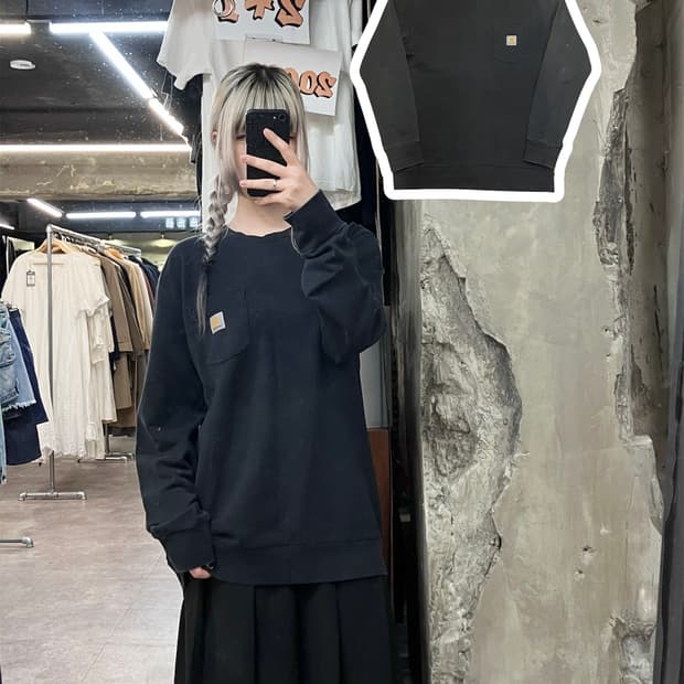 칼하트 코튼 포켓 롱슬리브 블랙 L  #csz3857