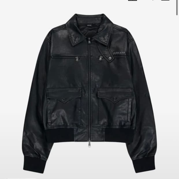아캄 Western Collar Leather Jacket (Black)