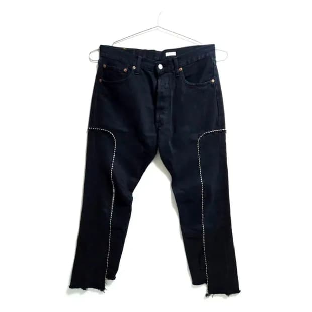 올드파크 블랙 리메이크 데님 팬츠