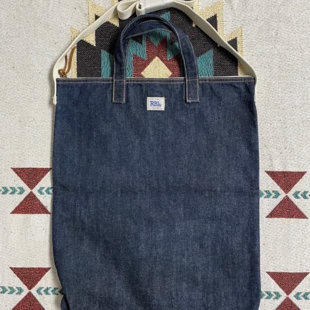 RRL 더블알엘 셀비지 데님 2WAY 토트백 숄더백 인디고 (탈론지퍼)