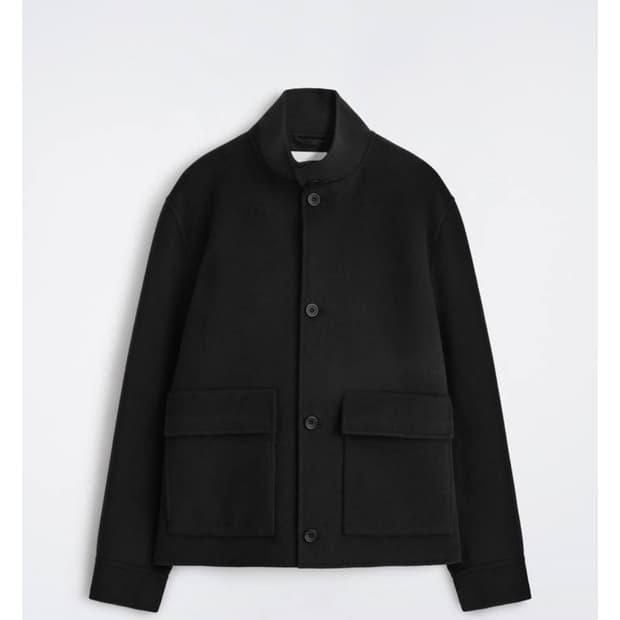 COS 더블페이스 울 퍼널넥 재킷 Black L