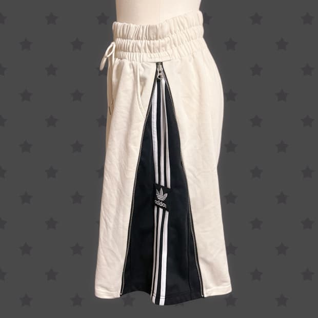 뉴스스 아이보리 아디다스 블랙 포인트 지퍼커스텀 버뮤다 츄바 팬츠