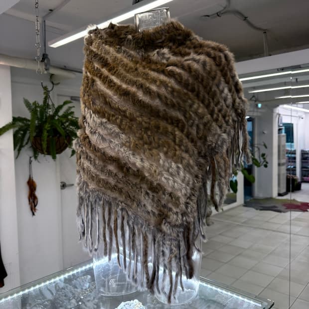 real fur hooded cape