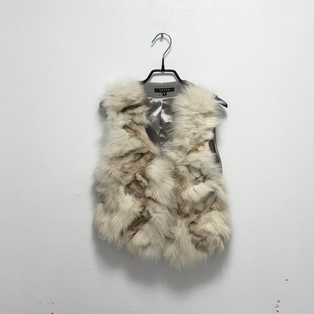 Letzz 폭스 퍼 조끼 빈티지